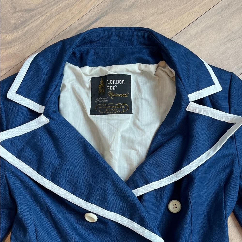 Vintage London Fog Navy Double-Breasted Main Coat Size S - Picture 5 of 16